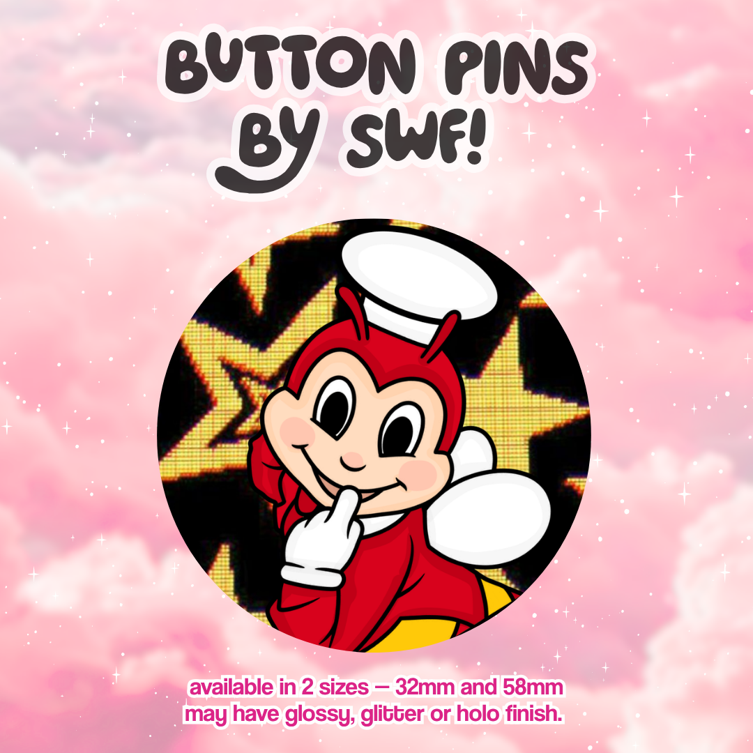 jollibee [black ver.] button pin.. ⭑.ᐟ