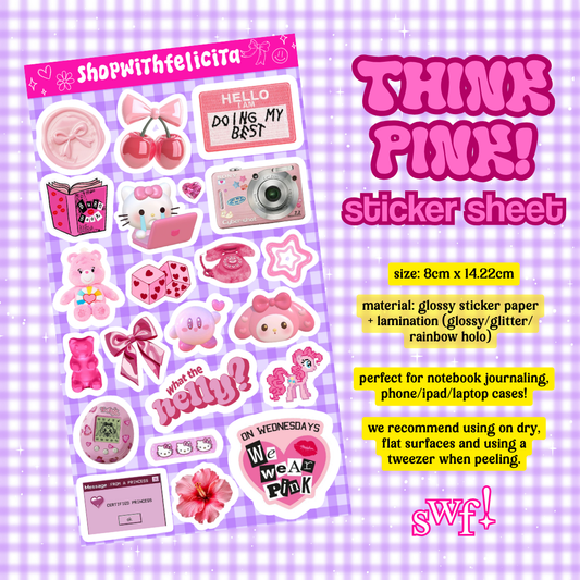 [sticker sheet] think pink! ⋆˚꩜｡