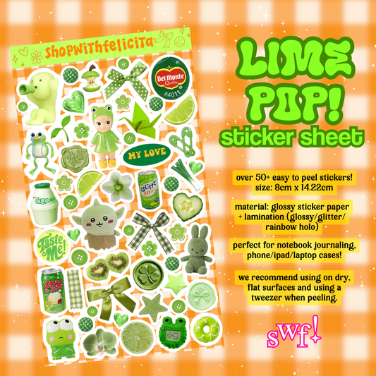 [sticker sheet] lime pop! ⋆˚꩜｡