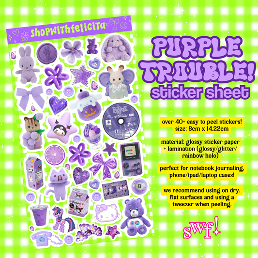 [sticker sheet] purple trouble! ⋆˚꩜｡