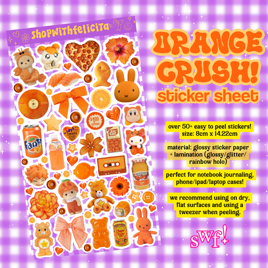 [sticker sheet] orange crush! ⋆˚꩜｡