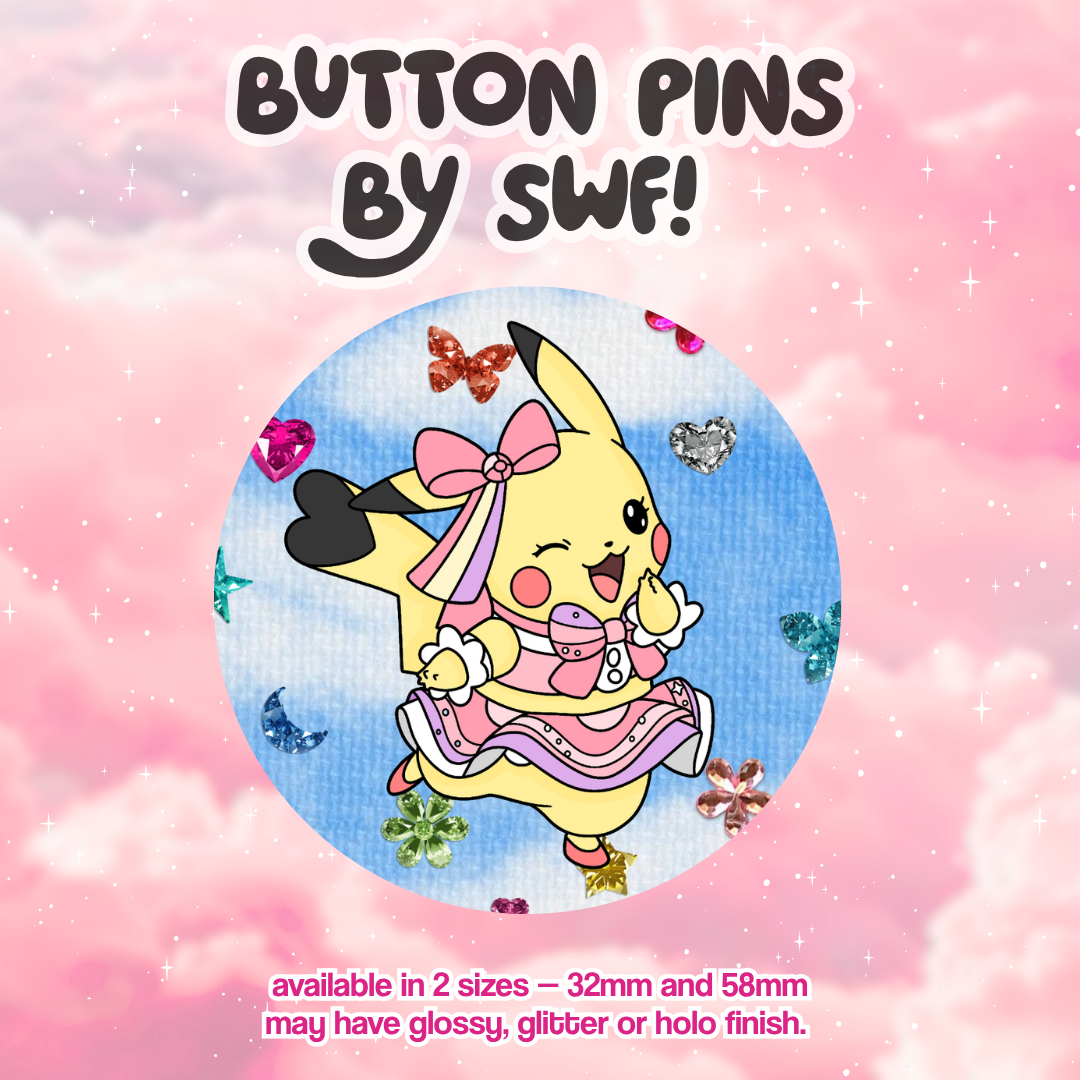 pink pikachu button pin.. ⭑.ᐟ