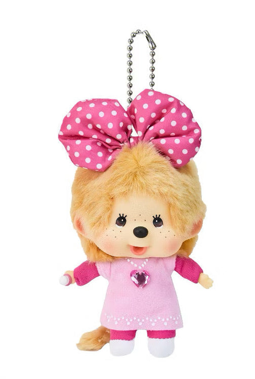 [PREORDER] Monchhichi Costume Big Head Keychain - Beige with Pink Ribbon
