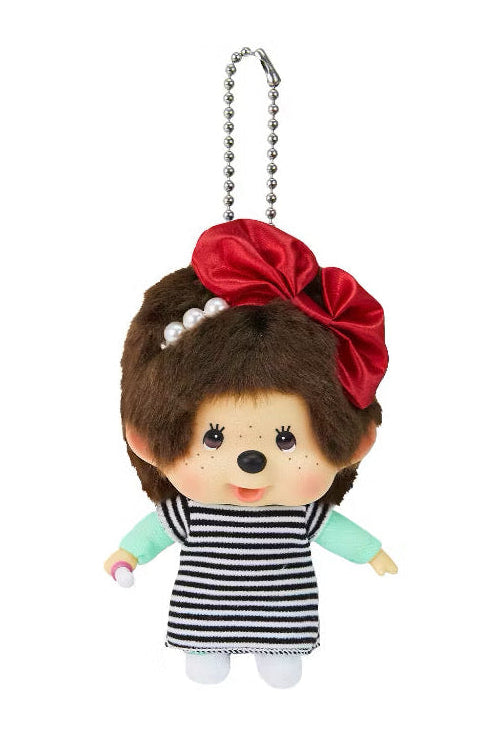 [PREORDER] Monchhichi Costume Big Head Keychain - Brown with Red Ribbon