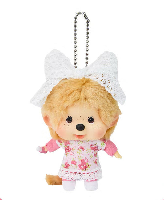 [PREORDER] Monchhichi Costume Big Head Keychain - Beige with Lace Ribbon