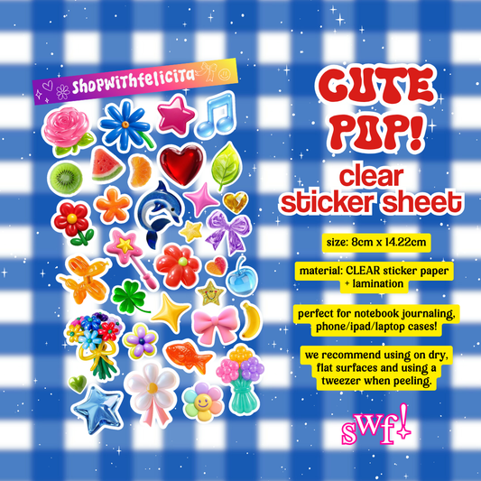 [sticker sheet] cute pop! clear sticker sheet